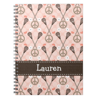Peace Love Lacrosse Lax Spiral Notebook Journal
