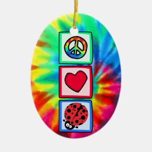 Peace, Love, Ladybugs Ceramic Tree Decoration