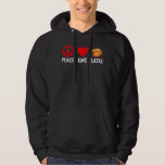 Peace Love Latke Funny Hannukah Jewish Food<br><div class="desc">Peace Love Latke Funny Hannukah Jewish Food T Shirt</div>