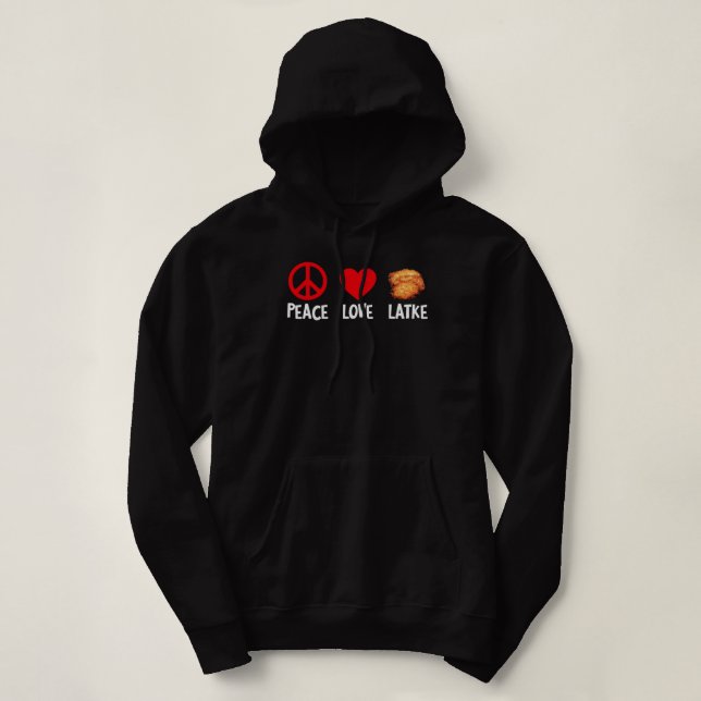Peace Love Latke Funny Hannukah Jewish Food Hoodie (Design Front)