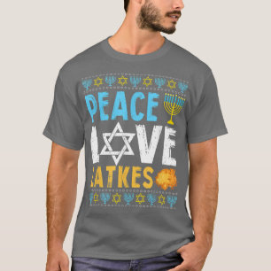 Peace Love Latkes Funny Hanukkah Chanukah Jewish  T-Shirt