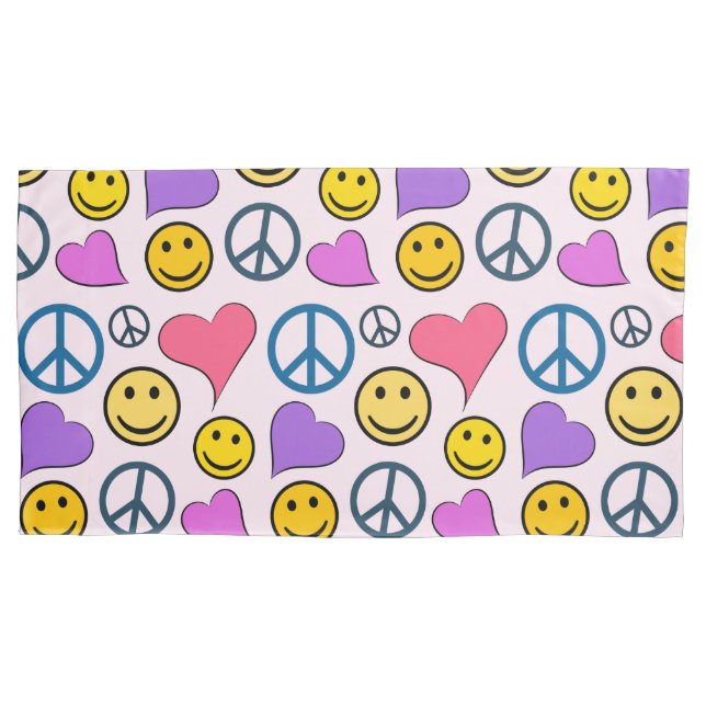 Peace Love Laugh Cute Pillowcase (Front)