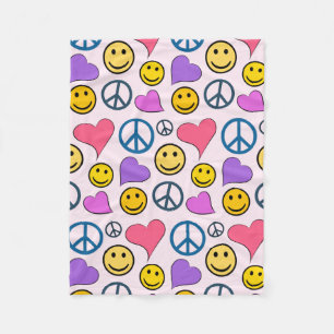 Peace Love Laugh Pattern Fleece Blanket