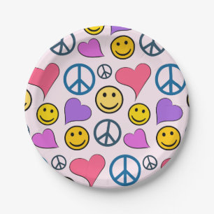 Peace Love Laugh Pattern Paper Plate