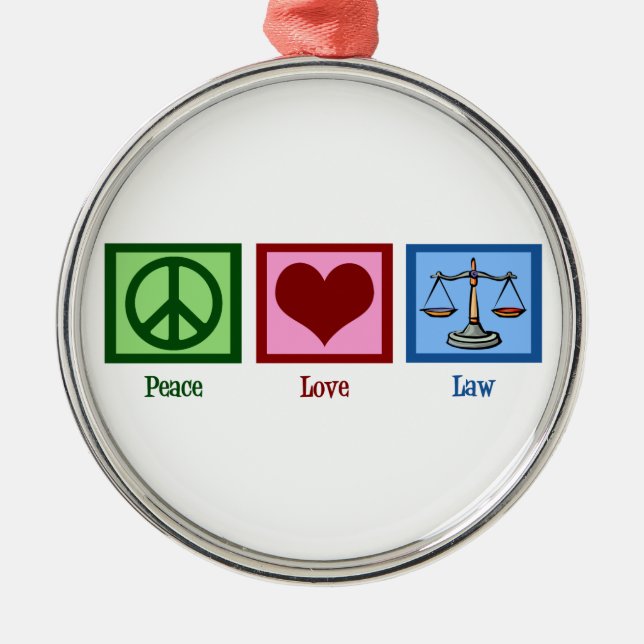 Peace Love Law Metal Tree Decoration (Front)