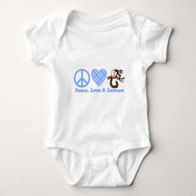 Peace, Love & Lemurs Baby Bodysuit (Front)