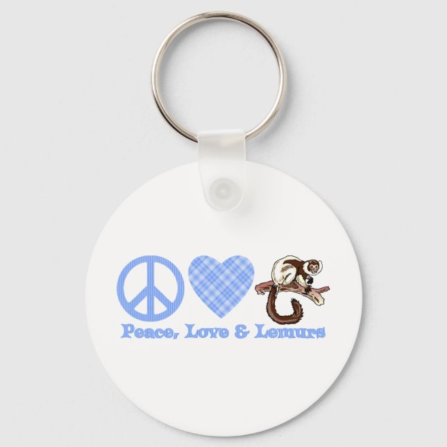 Peace, Love & Lemurs Key Ring (Front)