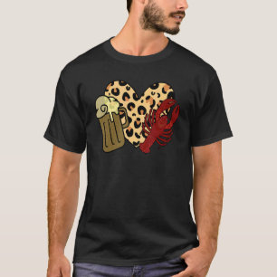 Peace Love Leopard Crawfish And Beer Boil Crawfish T-Shirt