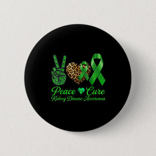Peace love leopard ribbon kidney disease awareness 6 cm round badge