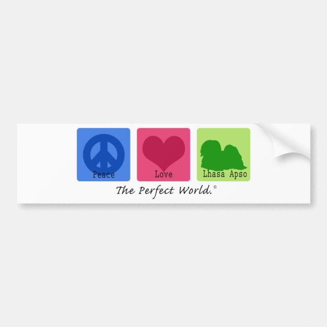 Peace Love Lhasa Apso Bumper Sticker (Front)