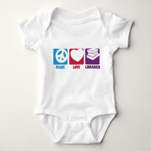 Peace Love Libraries Baby Outfit Bodysuit (Front)