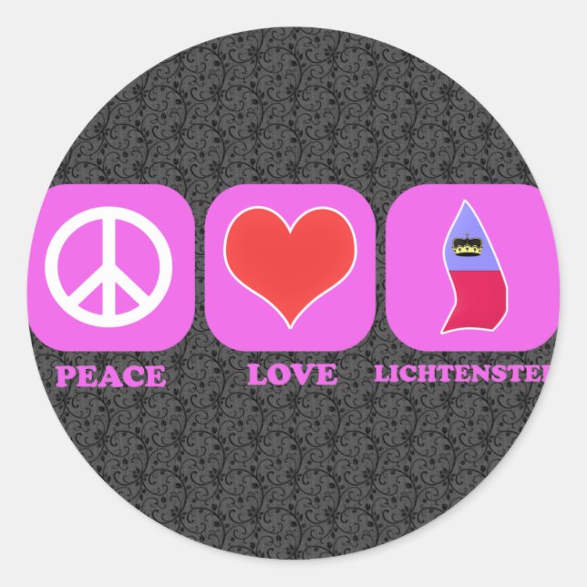 Peace Love Lichtenstein Classic Round Sticker (Front)
