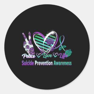Peace Love Life Suicide Awareness  Semi Colon Gift Classic Round Sticker