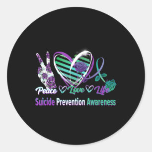 Peace Love Life Suicide Awareness  Semi Colon Gift Classic Round Sticker