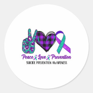 Peace Love Life Suicide Awareness Womens Semi Colo Classic Round Sticker