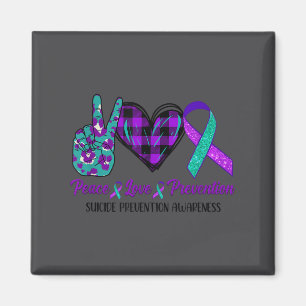 Peace Love Life Suicide Awareness Womens Semi Colo Magnet