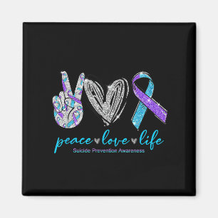 Peace Love Life Suicide Prevention Awareness Heart Magnet