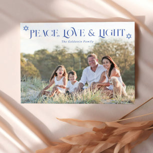 Peace Love & Light Hanukkah Photo Holiday Card