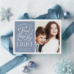 Peace, Love & Light Hanukkah Photo Holiday Card
