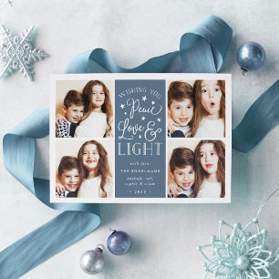 Peace, Love & Light   Hanukkah Photo Holiday Card