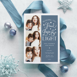 Peace, Love & Light Hanukkah Photo Holiday Card
