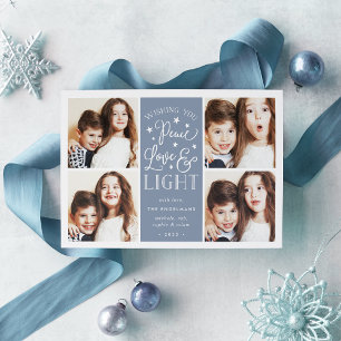 Peace, Love & Light Hanukkah Photo Holiday Card