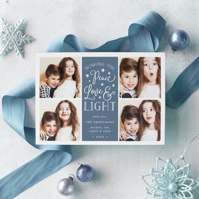 Peace, Love & Light | Hanukkah Photo Holiday Card (Creator Uploaded)