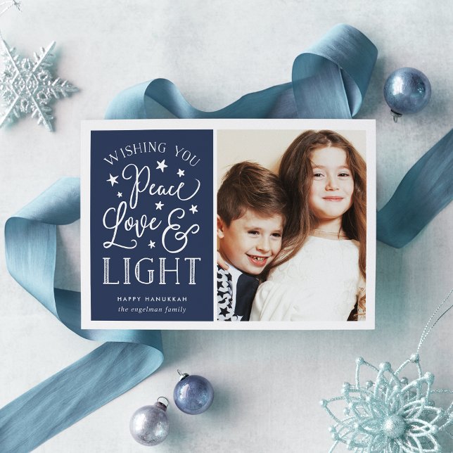 Peace, Love & Light | Hanukkah Photo Holiday Card (Creator Uploaded)