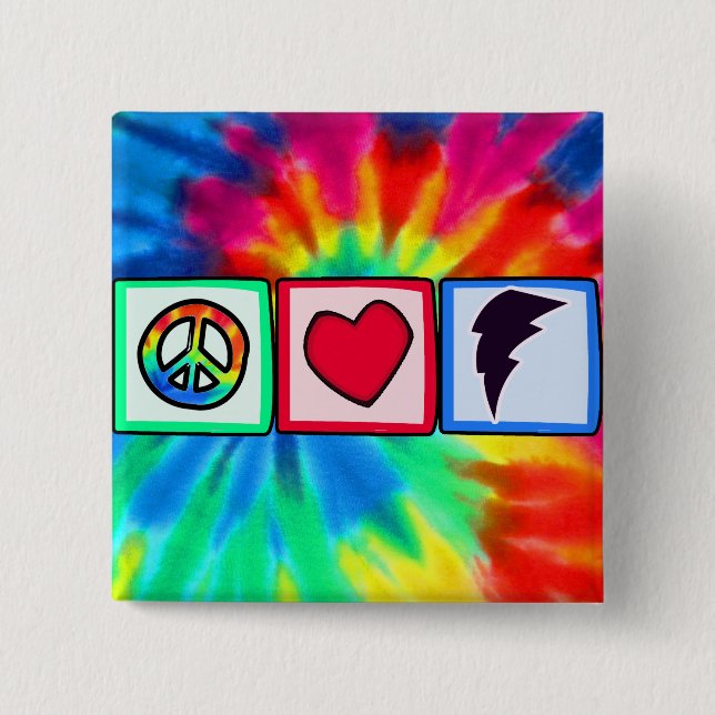 Peace, Love, Lightning Bolt 15 Cm Square Badge (Front)