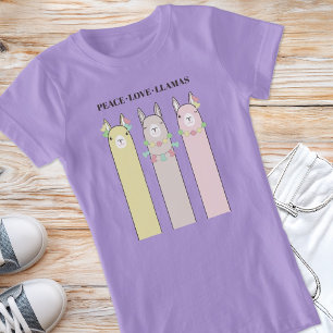 Peace Love Llamas - Cute Retro Colourful Llama T-Shirt