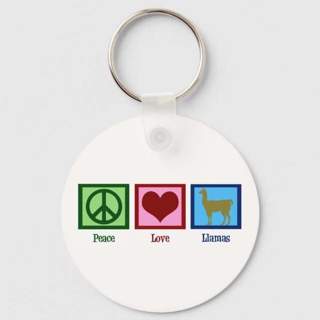 Peace Love Llamas Key Ring (Front)