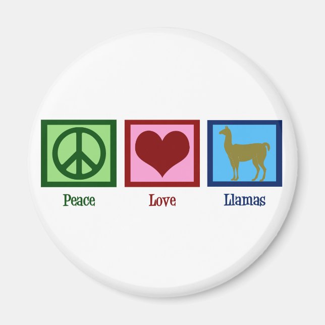 Peace Love Llamas Magnet (Front)