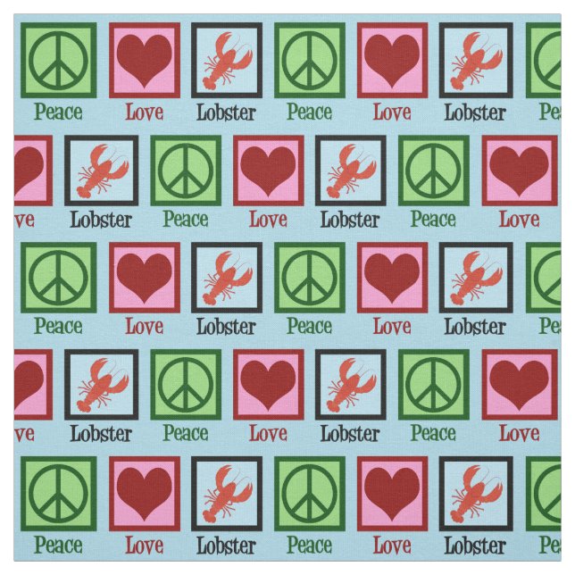 Peace Love Lobster Fabric (Swatch)
