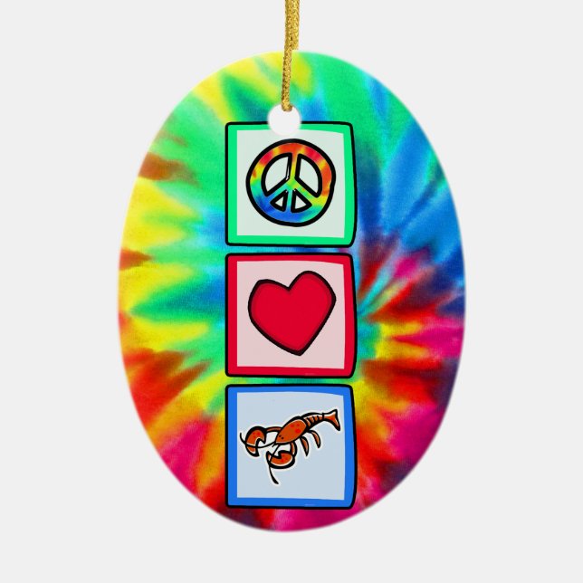 Peace, Love, Lobsters Ceramic Tree Decoration (Front)