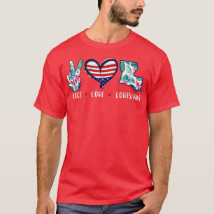 Peace love Louisiana flag grown Souvenirs for men T-Shirt