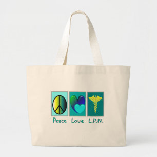Peace Love LPN Gifts Large Tote Bag
