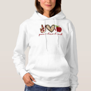 Peace Love Lunch Womens Funny Lunch Lady Gifts Hoodie