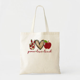 Peace Love Lunch Womens Funny Lunch Lady Gifts Tote Bag