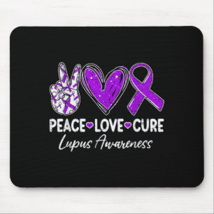 Peace Love Lupus Awareness Warrior Purple Ribbon Mouse Pad