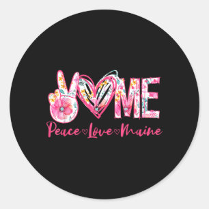 Peace Love Maine Floral Vintage Maine Pride State Classic Round Sticker
