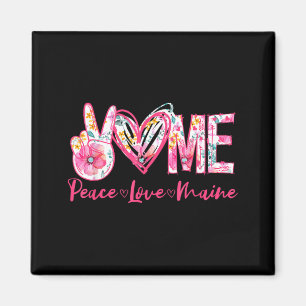 Peace Love Maine Floral Vintage Maine Pride State Magnet