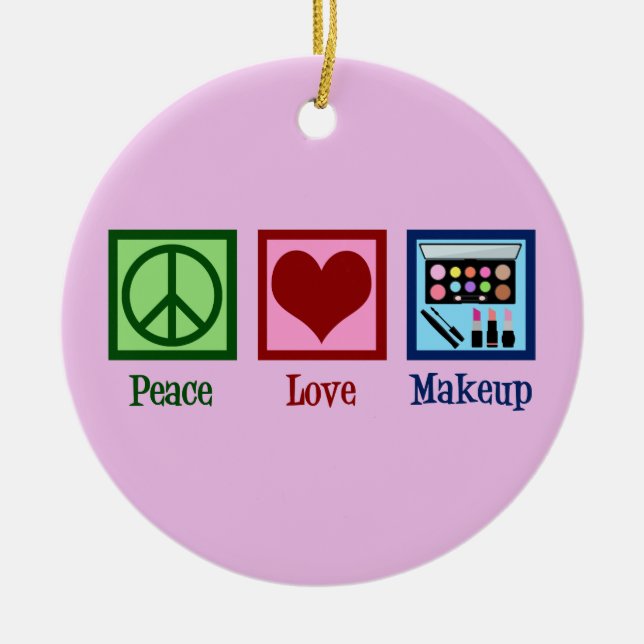 Peace Love Makeup Artist Ceramic Tree Decoration (Front)