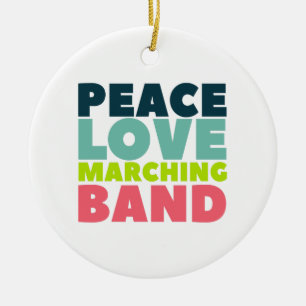 Peace Love Marching Band Ceramic Tree Decoration