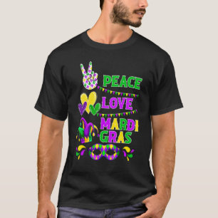 Peace Love Mardi Gras Carnival Costume Festival Pa T-Shirt