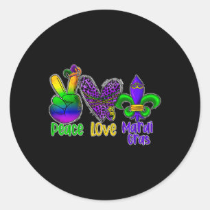 Peace Love Mardi Gras  Classic Round Sticker