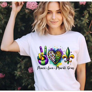 Peace love Mardi Gras, fleur de lis in New Orleans T-Shirt