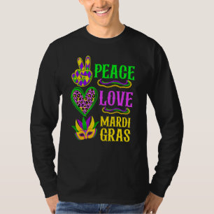 Peace Love Mardi Gras Leopard Funny Festival Carni T-Shirt