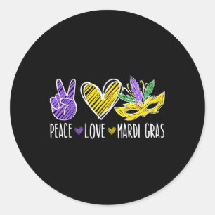Peace Love Mardi Gras New Orleans Louisiana Parade Classic Round Sticker