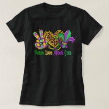 🎭 Peace Love Mardi Gras T-Shirt - Festive & Fun D