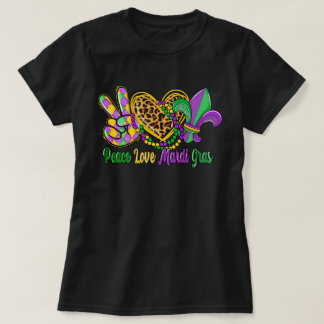 🎭 Peace Love Mardi Gras T-Shirt - Festive & Fun D